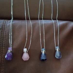 NEW ESSENTIAL OIL BOTTLE CRYSTAL NECKLACES